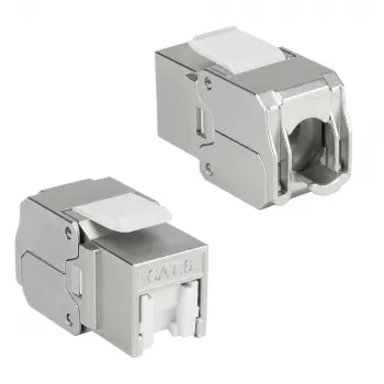 ACT Keystone Jack RJ45 CAT6 blindado sem ferramentas com obturador prateado-branco
