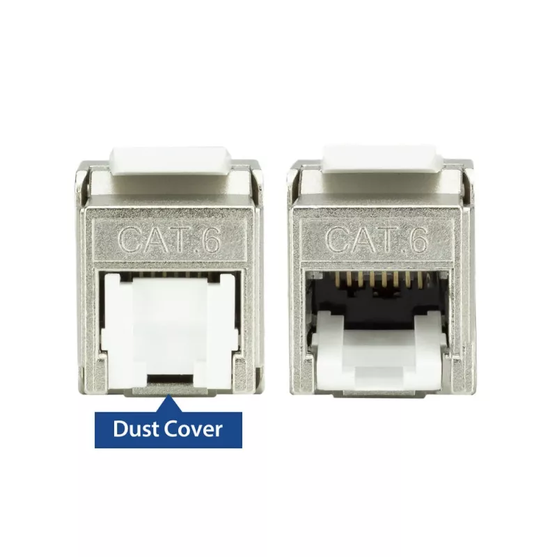 ACT Keystone Jack RJ45 CAT6 blindado sem ferramentas com obturador prateado-branco