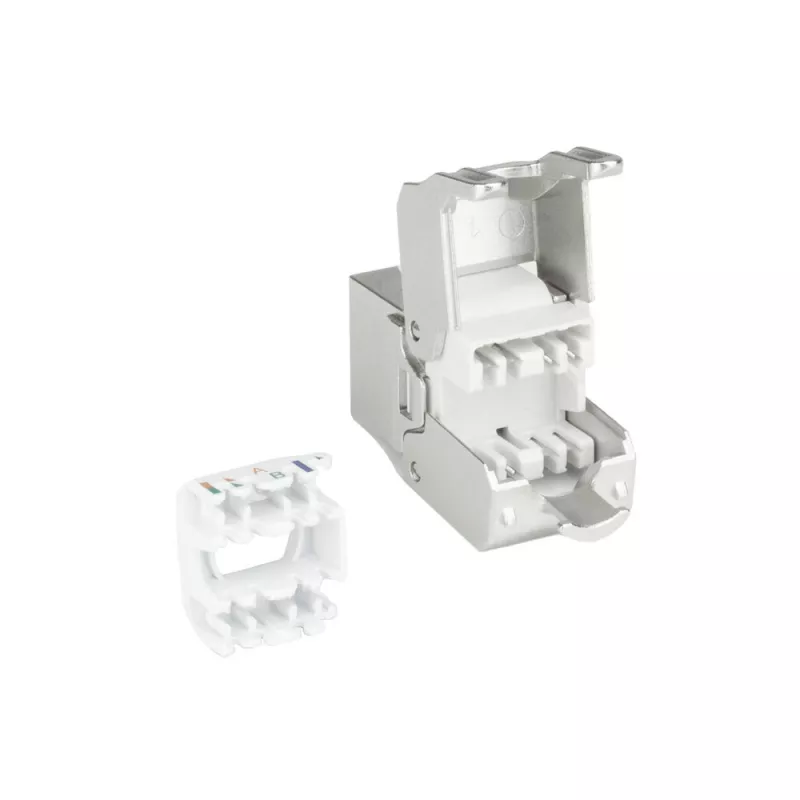 ACT Keystone Jack RJ45 CAT6 blindado sem ferramentas com obturador prateado-branco