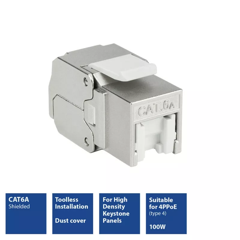ACT conector fêmea Keystone RJ45 CAT6A blindado sem ferramentas com tampa de proteção contra pó