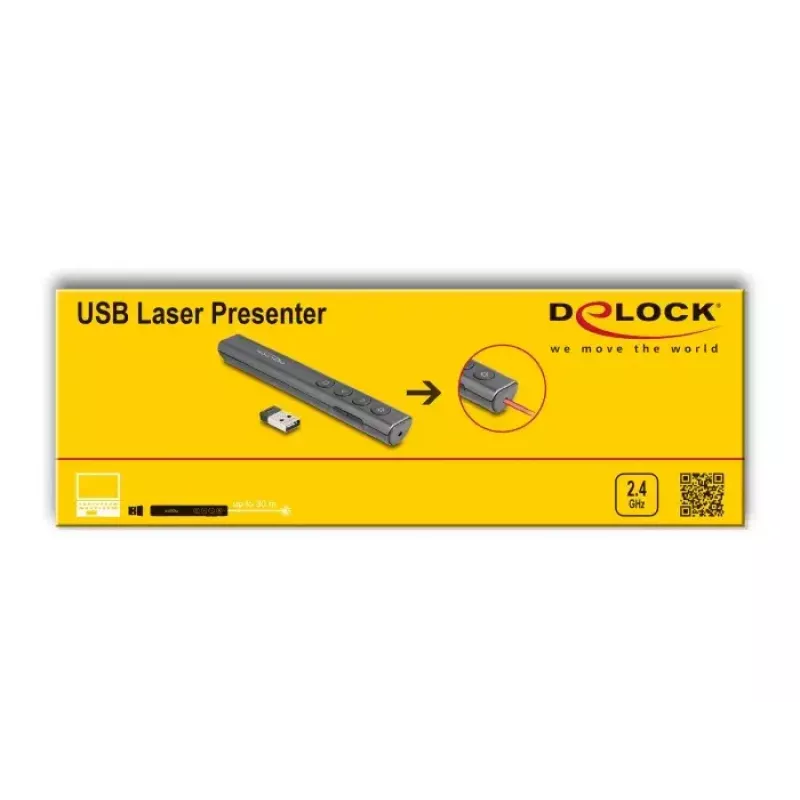 DeLOCK apresentador laser USB sem fios USB RF telecomando ponteiro laser vermelho