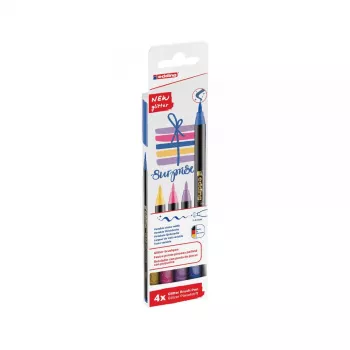 Caneta de feltro Edding 4-1340-4-3 Azul Ocre Rosa Lilás Ponta de Pincel