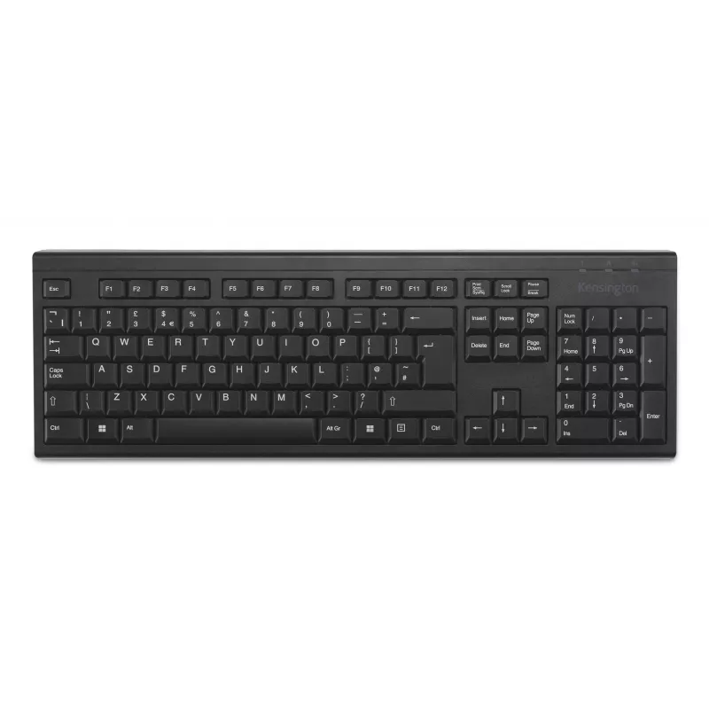 Teclado sem fios Kensington KB150 EQ, tamanho completo (100%), sem fios, RF sem fios, membrana, QWERTY, preto