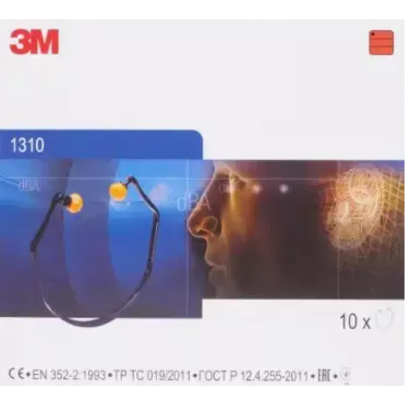 3M 1310 protetor auricular com arco, arco azul, tampões laranja