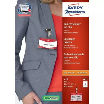 Etiqueta não adesiva AVERY 4822 transparente branco retangular 32 unid.