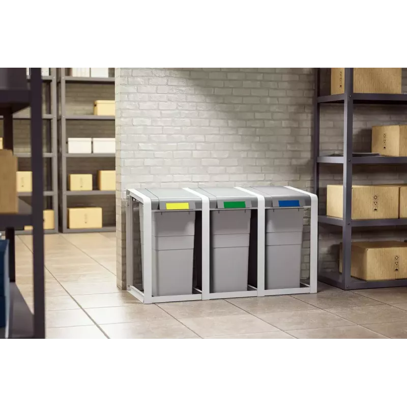 Balde do lixo Hailo ProfiLine Öko XL retangular plástico cinzento