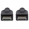 Manhattan 353946 cabo HDMI de alta velocidade com Ethernet, 4K, 3D, ARC, CL3 para instalação em parede, macho para macho, blindado, 3 m, preto