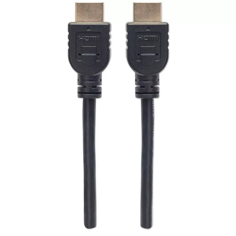 Manhattan 353946 cabo HDMI de alta velocidade com Ethernet, 4K, 3D, ARC, CL3 para instalação em parede, macho para macho, blindado, 3 m, preto