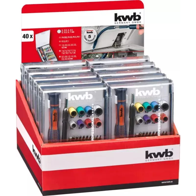 KWB 115700 Conjunto de pontas para chave de fendas, 40 un.