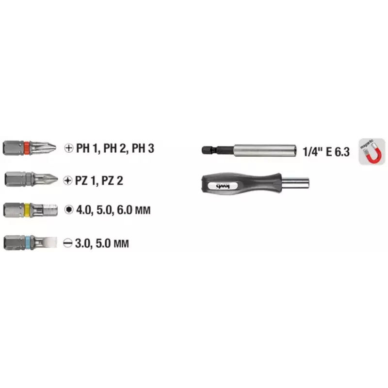 Conjunto de bits para chave de fendas KWB Industrial Steel Standard Handy Bit Box