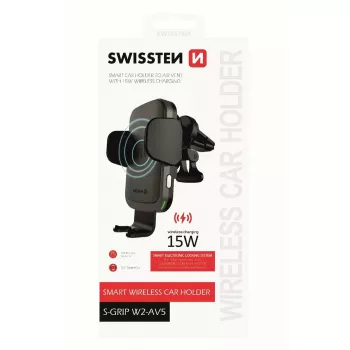 Suporte para automóvel com carregador sem fios SWISSTEN W2-AV5, carregamento Qi 15W, cabo Micro-USB 1,2 m