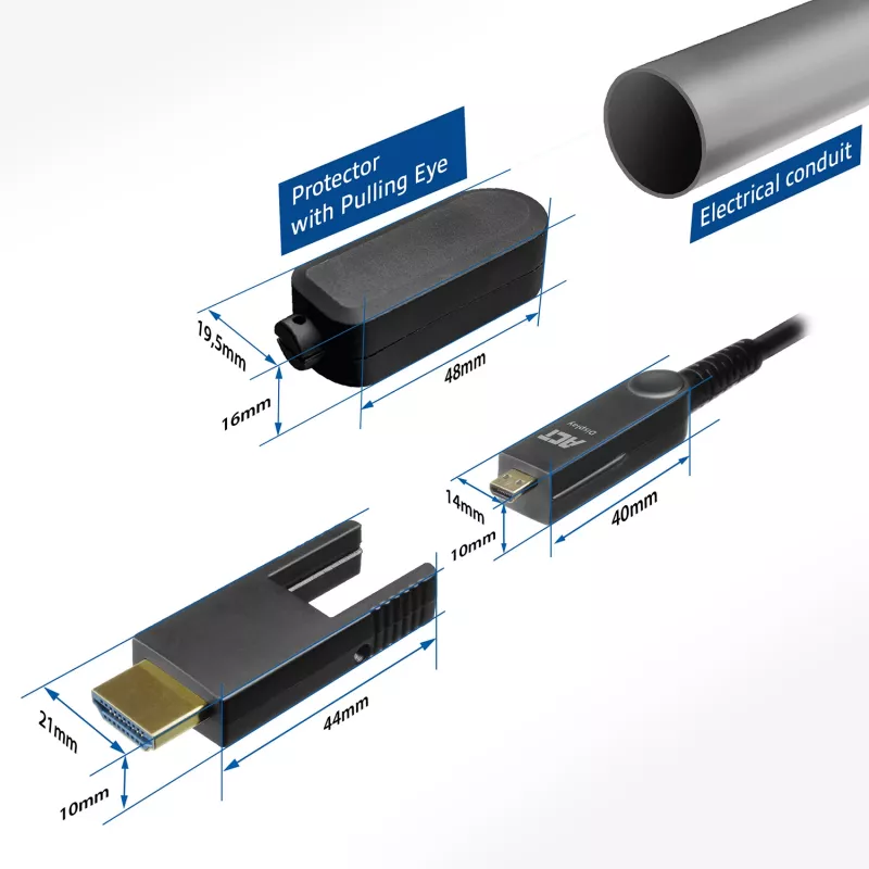 ACT 20 m Cabo ótico ativo HDMI High Speed 4K com ficha removível v2.0 ficha HDMI-A - ficha HDMI-A
