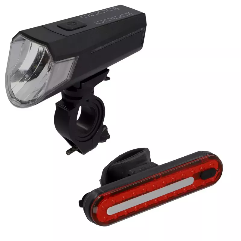 Fischer 50647 conjunto de luzes LED para bicicleta a pilhas, farol dianteiro de 80 lux