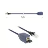 Cabo de extensão ACT azul 3 metros LSZH S/FTP CAT6A MPTL com proteção das patilhas de retenção e fichas RJ45