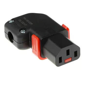 ACT C13 IEC Lock+ ficha reutilizável angular esquerda ou direita preta, PA130100RBK