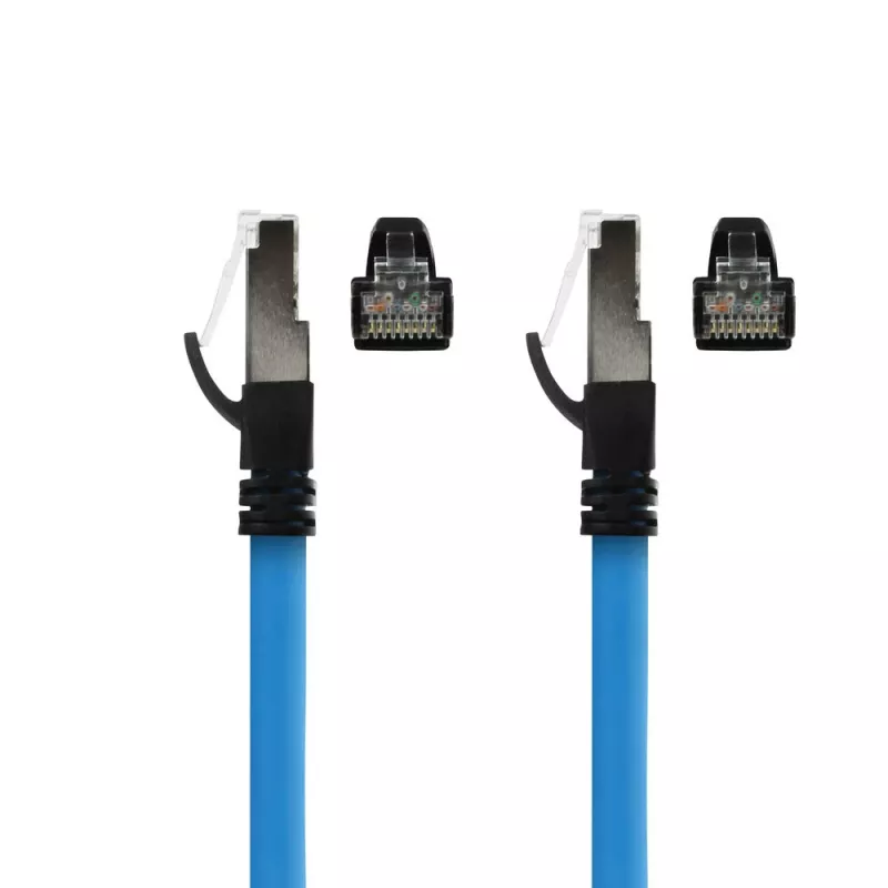 Cabo de rede ACT Industrial 10 m ficha RJ45 macho para ficha RJ45 macho Cat6A preto azul