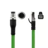 Cabo de sensor ACT Industrial 3,00 metros M12A 8 pinos ficha macho para ficha RJ45 macho, cabo TPE SF/UTP Ultraflex, blindado