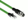 Cabo de sensor ACT Industrial 1,50 metros M12A 8 pinos conector fêmea para ficha RJ45 macho, cabo TPE SF/UTP Ultraflex, blindado