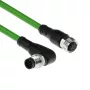Cabo de sensor ACT Industrial 5,00 metros M12A 8 pinos ficha macho angular para conector fêmea M12A, cabo TPE Ultraflex, blindado