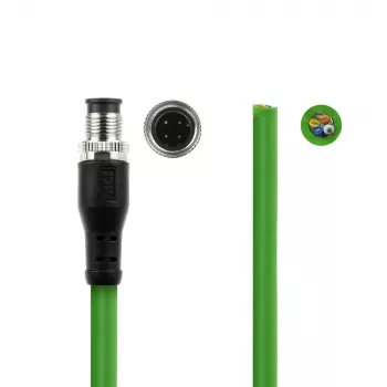 Cabo de sensor ACT Industrial 1,50 metros M12D 4 pinos ficha macho para extremidade aberta, cabo TPE Superflex Xtreme, blindado