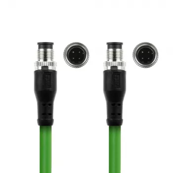 Cabo de sensor ACT Industrial 3,00 metros M12D 4 pinos ficha macho para ficha macho M12D 4 pinos, cabo TPE Superflex Xtreme, blindado