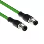 Cabo de sensor ACT Industrial 5,00 metros M12D 4 pinos ficha macho para ficha macho M12D 4 pinos, cabo TPE Superflex Xtreme, blindado