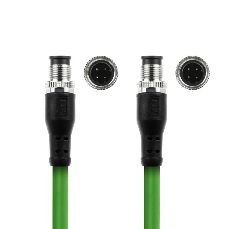 Cabo de sensor ACT Industrial 5,00 metros M12D 4 pinos ficha macho para ficha macho M12D 4 pinos, cabo TPE Superflex Xtreme, blindado