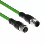 Cabo de sensor ACT Industrial 5,00 metros M12D 4 pinos ficha macho para ficha macho M12D 4 pinos, cabo TPE Superflex Xtreme, blindado