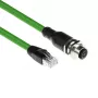 Cabo de sensor ACT Industrial 1,50 metros M12D 4 pinos conector fêmea chassis para ficha RJ45 macho, cabo TPE Superflex Xtreme, blindado