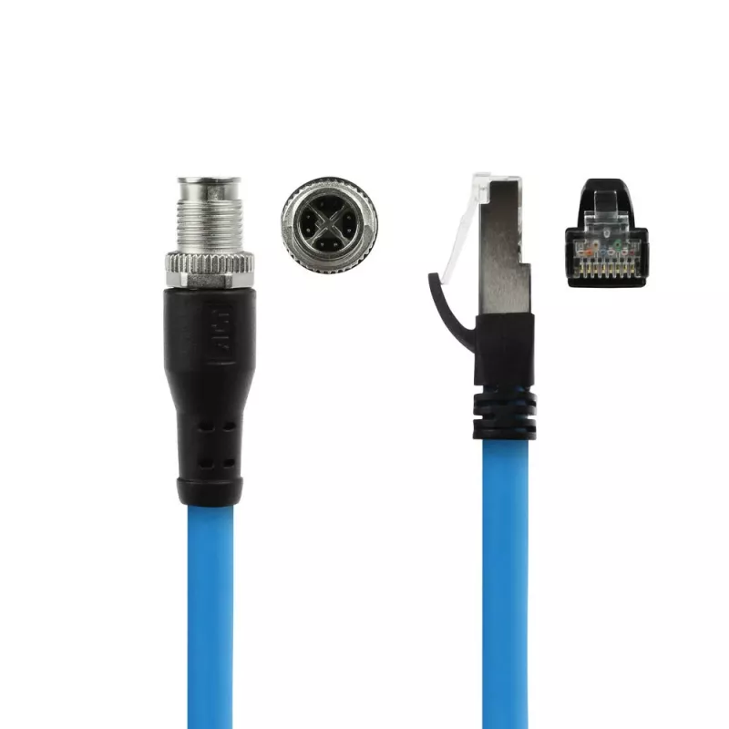 Cabo de sensor ACT Industrial 5,00 metros M12X 8 pinos macho caixa para RJ45, cabo TPE SF/UTP Superflex, blindado
