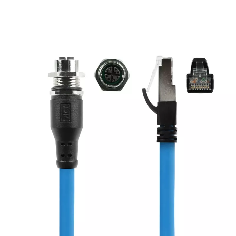 Cabo de sensor ACT Industrial 1,50 metros M12X 8 pinos conector fêmea caixa para RJ45, cabo TPE SF/UTP Superflex, blindado