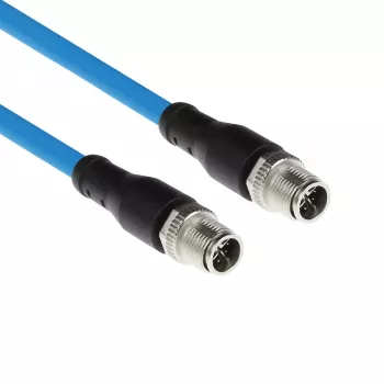 Cabo de sensor ACT Industrial 3,00 metros M12X 8 pinos ficha macho para ficha macho M12X 8 pinos, cabo TPE SF/UTP Superflex, blindado