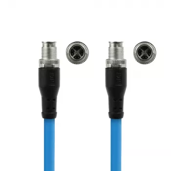 Cabo de sensor ACT Industrial 3,00 metros M12X 8 pinos ficha macho para ficha macho M12X 8 pinos, cabo TPE SF/UTP Superflex, blindado