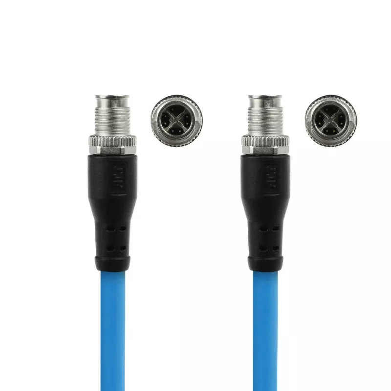 Cabo de sensor ACT Industrial 5,00 metros M12X 8 pinos ficha macho para ficha macho M12X 8 pinos, cabo TPE SF/UTP Superflex, blindado