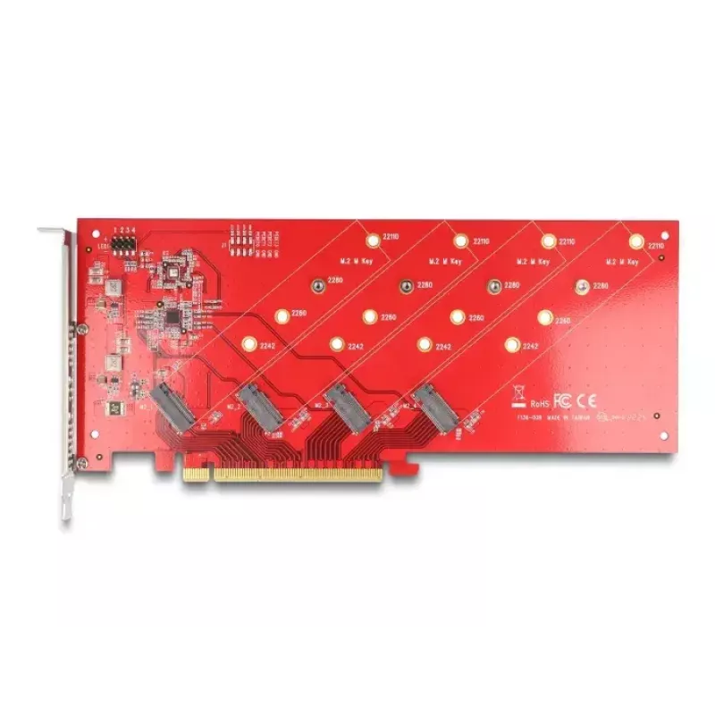 DeLOCK placa PCI Express x16 para 4 x NVMe M.2 Key M 110 mm internos Bifurcation