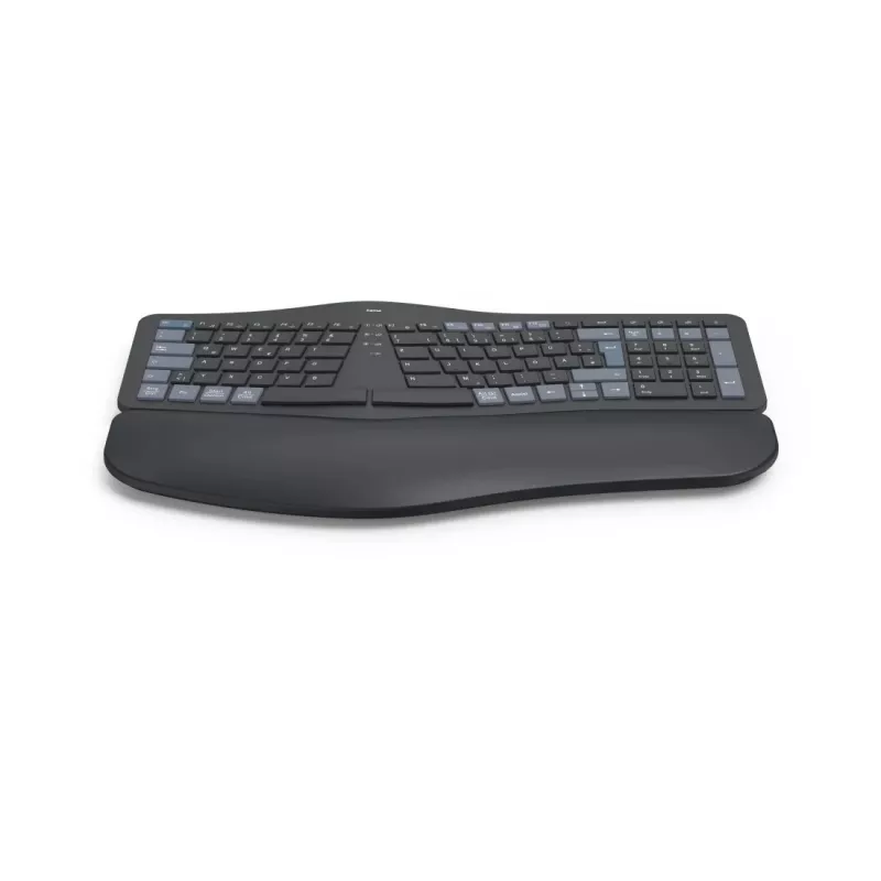 Hama WK-900 Ergo teclado sem fios multidispositivo dividido, LED, QWERTZ, preto