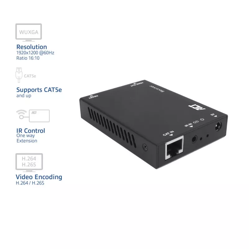 Recetor ACT AC7853 HDMI sobre CATx – recetor para sinal HDMI sobre Ethernet até 150 m