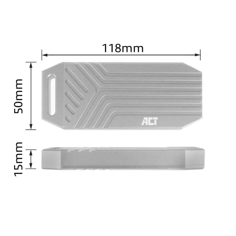 Caixa para SSD ACT USB 40 Gbit/s M.2 2280 NVMe / PCIe, sem ferramentas