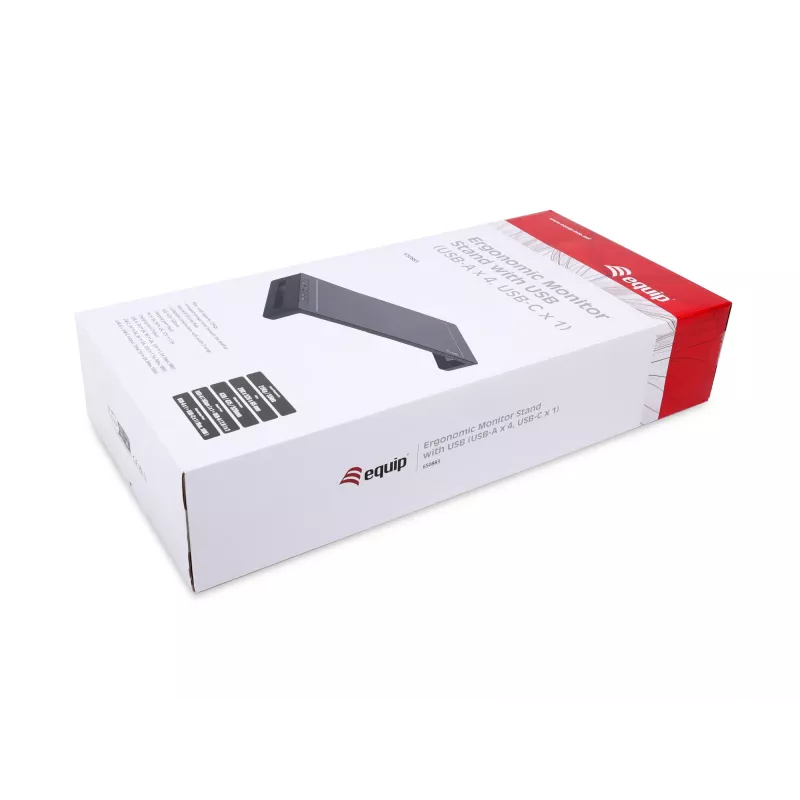 Suporte para monitor EQUIP suporte ergonómico para monitor com USB (USB-A x4, USB-C x1), autónomo, 25 kg, preto