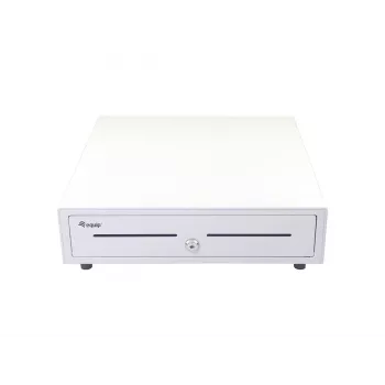 Gaveta de caixa EQUIP 351011, gaveta de caixa manual/automática, 4 compartimentos para notas / 8 para moedas, metal, branco, 420×405×110 mm