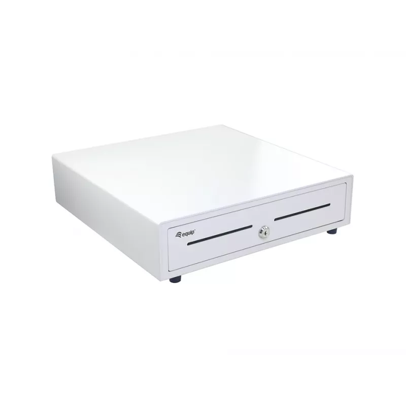 Equip 351011 gaveta de caixa POS, 4 compartimentos para notas / 8 para moedas, RJ11, branca