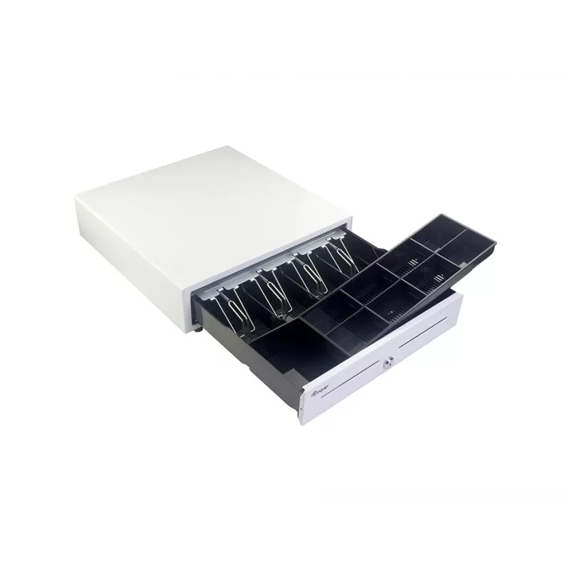 Equip 351011 gaveta de caixa POS, 4 compartimentos para notas / 8 para moedas, RJ11, branca