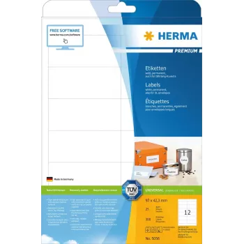 Etiqueta de impressora autoadesiva HERMA Labels Premium A4 97x42,3 mm