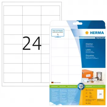 Etiquetas de impressora autoadesivas HERMA Labels Premium A4 66x33,8 mm
