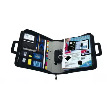 WEDO personal organizer 58 601 — pasta de documentos em plástico e poliéster para A4 com porta-cartões de visita, preto