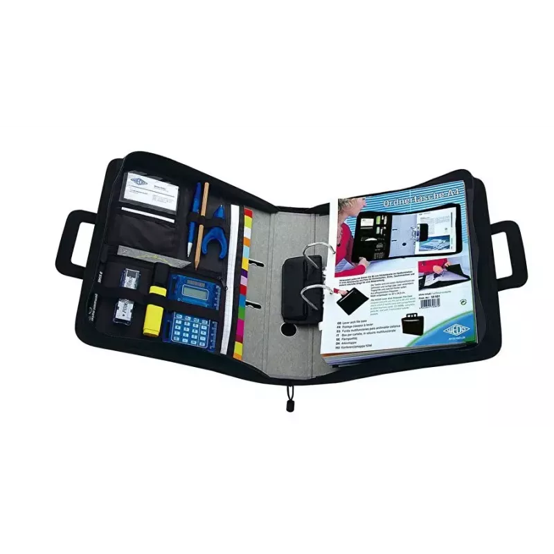 WEDO personal organizer 58 601 — pasta de documentos em plástico e poliéster para A4 com porta-cartões de visita, preto