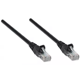 Cabo patch de rede Intellinet, Cat5e, 0,25 m, preto, CCA, U/UTP, PVC, RJ45, contactos banhados a ouro, proteção da patilha, bainha anti-dobra, garantia vitalícia