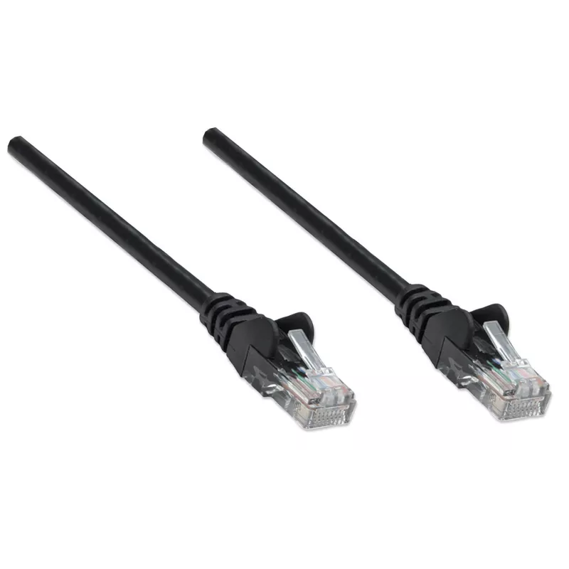 Intellinet 347440 cabo de rede patch, Cat5e U/UTP, RJ45 (M) para RJ45 (M), 0,3 m, moldado, sem ganchos, preto, 10 unidades
