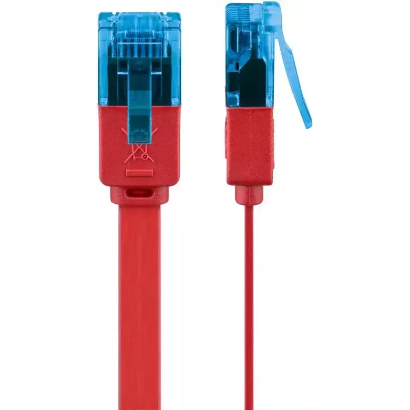 Cabo patch plano Goobay CAT 6A U/UTP vermelho 0,5 m