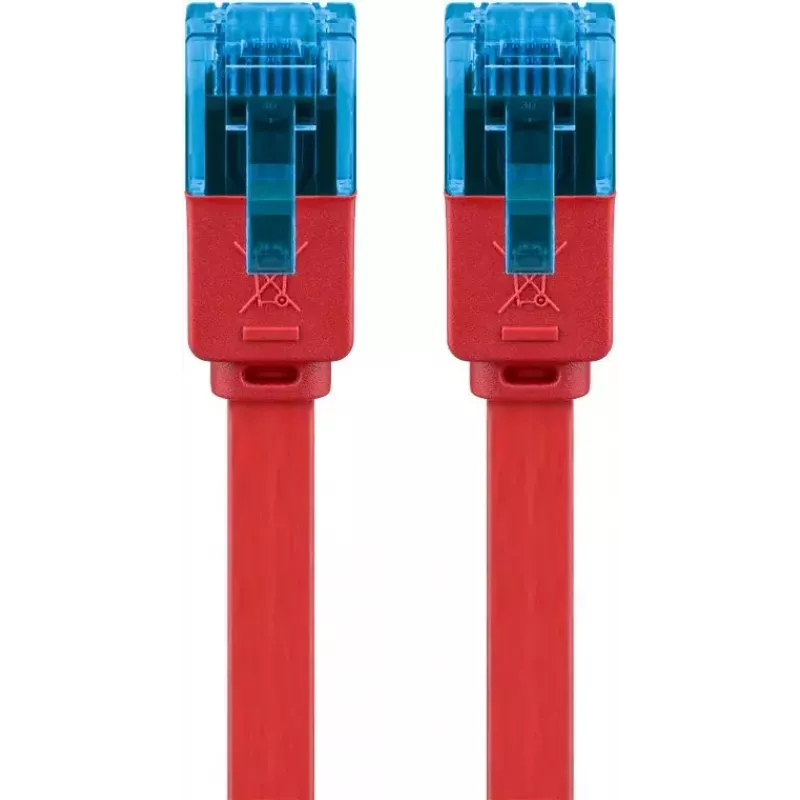 Cabo patch plano Goobay CAT 6A U/UTP vermelho 0,5 m